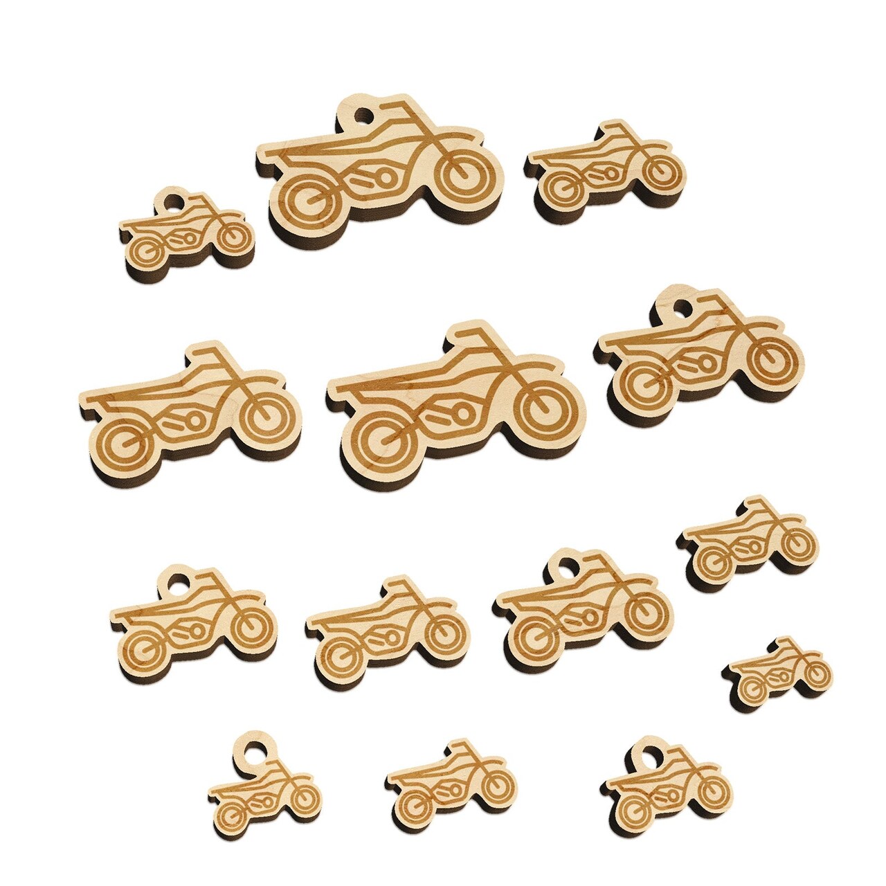 Dirt Bike Off-road Motorcycle Vehicle Mini Wood Shape Charms Jewelry DIY Craft